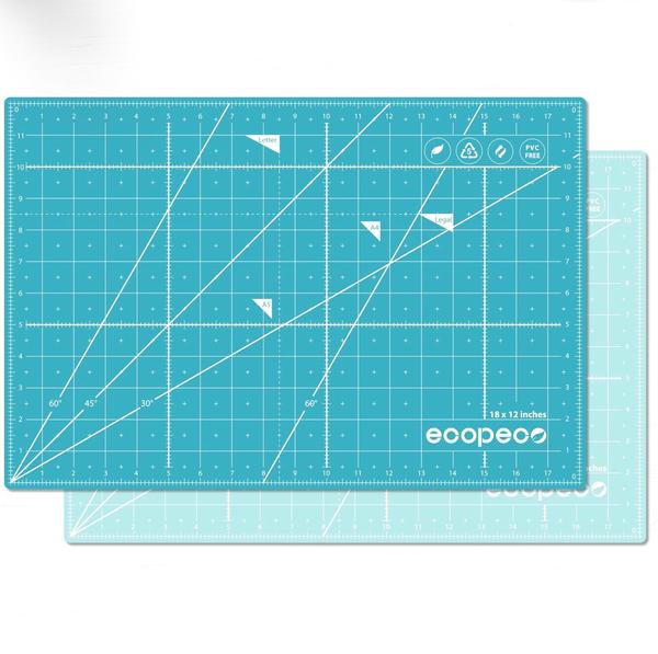 12" x 18" - Quetzal Blue Self-Healing Reversible Eco Cutting Mat