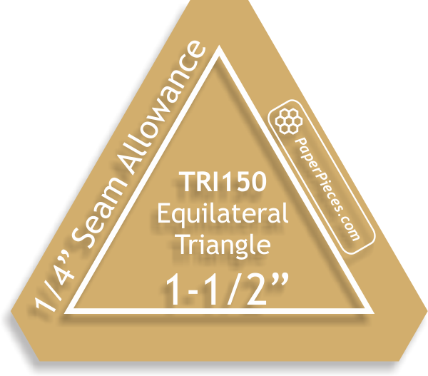Equilateral Triangle 1 1/2" Acrylic Template 1/4" Seam