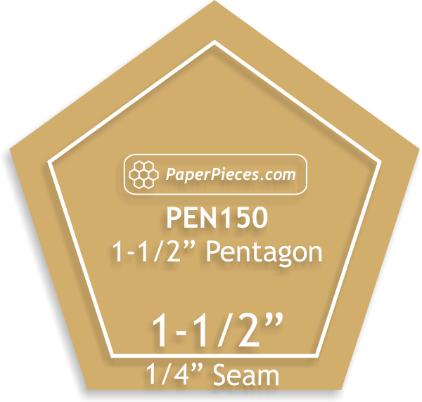 Pentagon 1 1/2" Acrylic Template 1/4" Seam