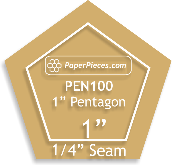 Pentagon 1" Acrylic Template 1/4" Seam