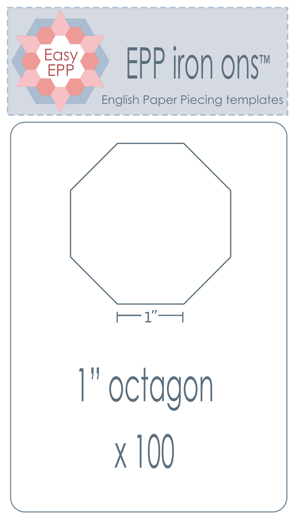 1" Octagon x 100 EPP Iron-ons - Hugs 'n Kisses