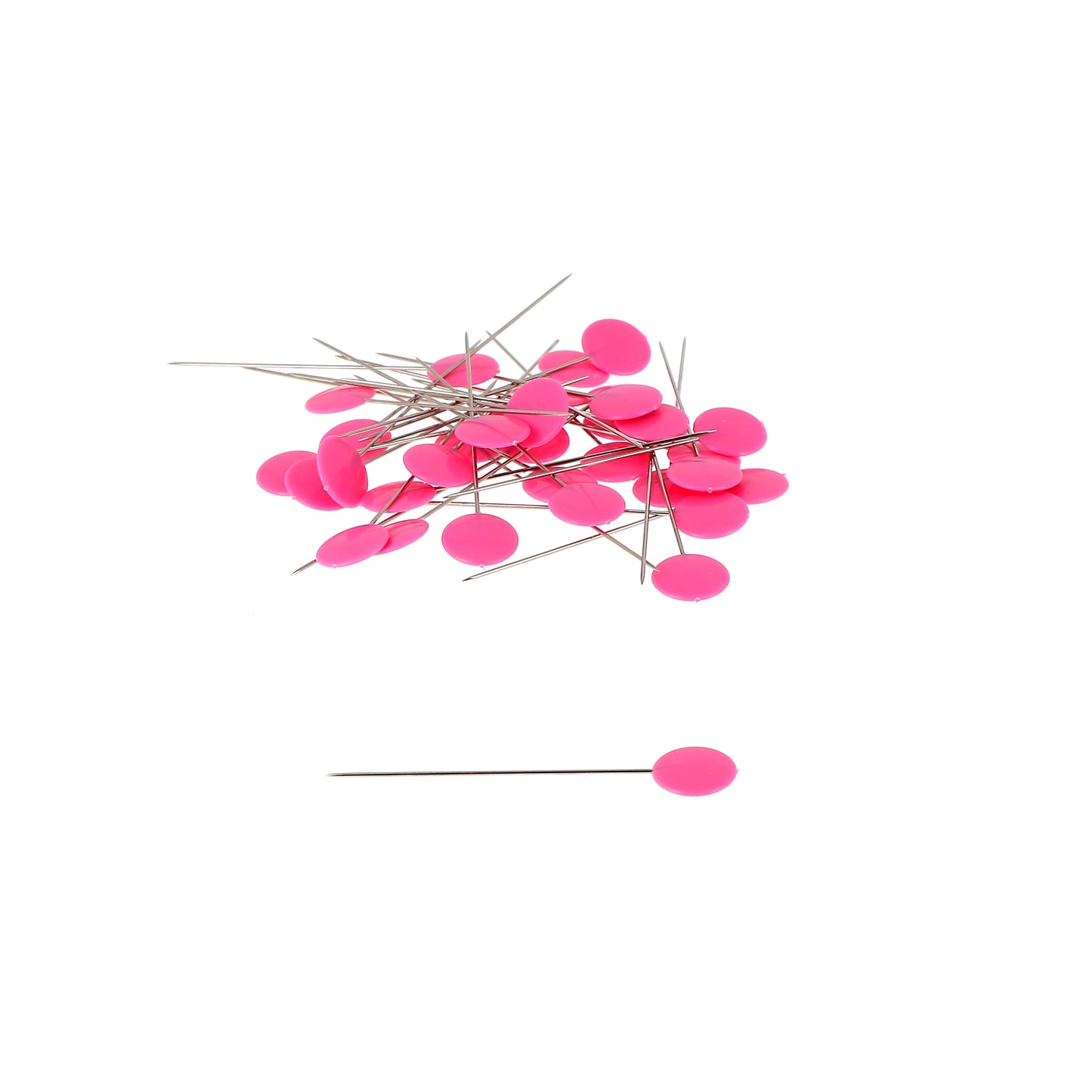 Plastic Head Pins - Fuchsia Dots