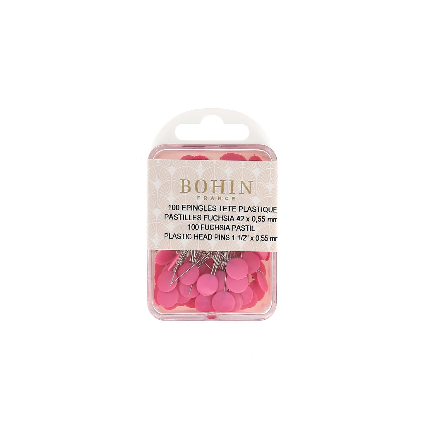 Plastic Head Pins - Fuchsia Dots