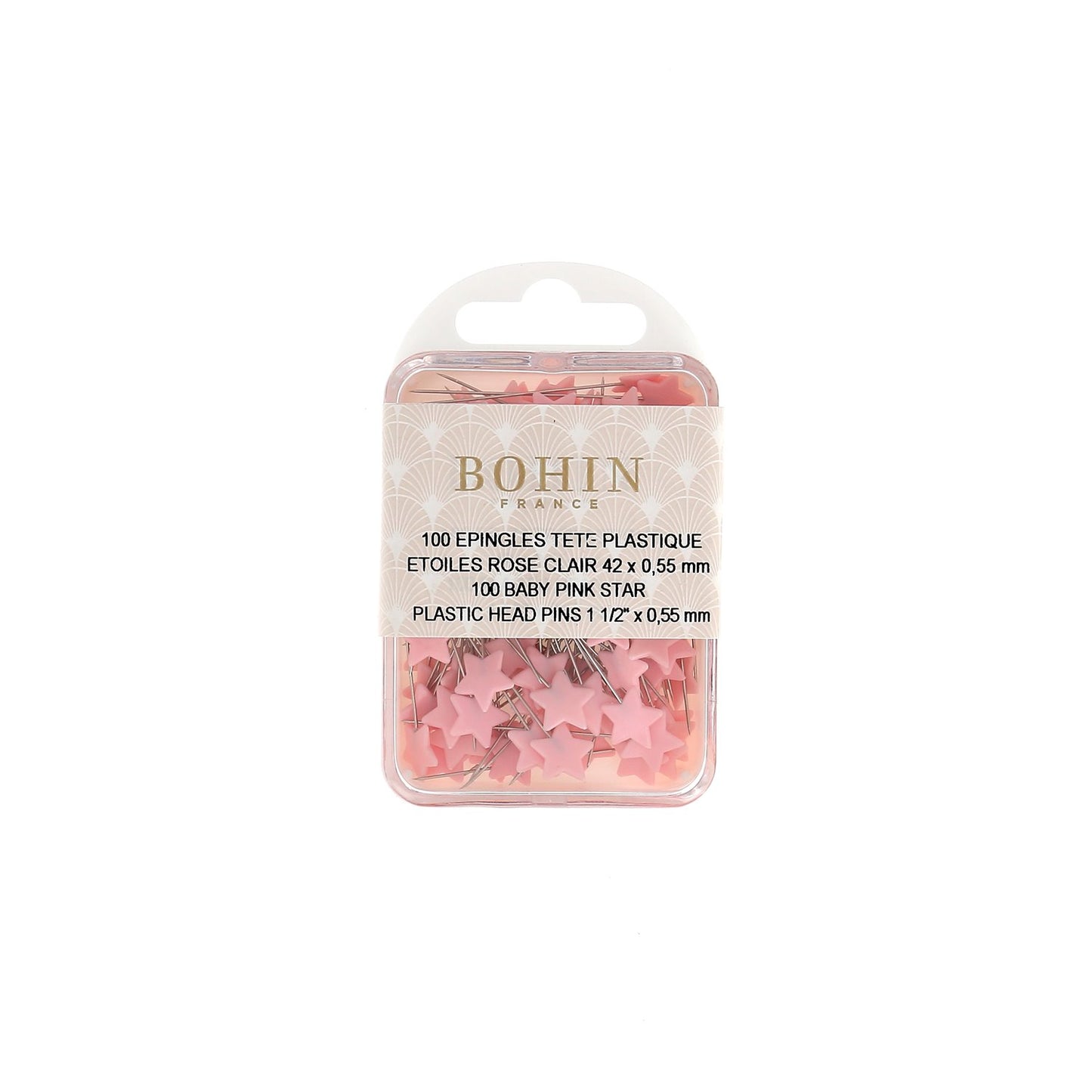 Plastic Head Pins - Pink Stars