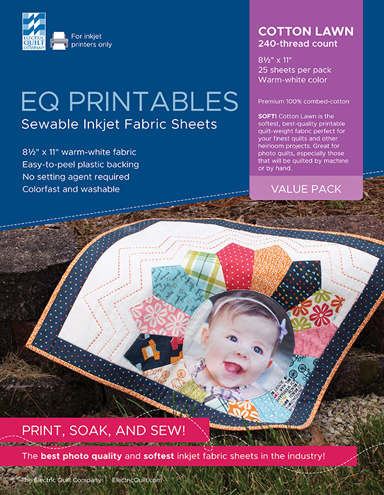 EQ Cotton Lawn Inkjet Fabric 25 sheets