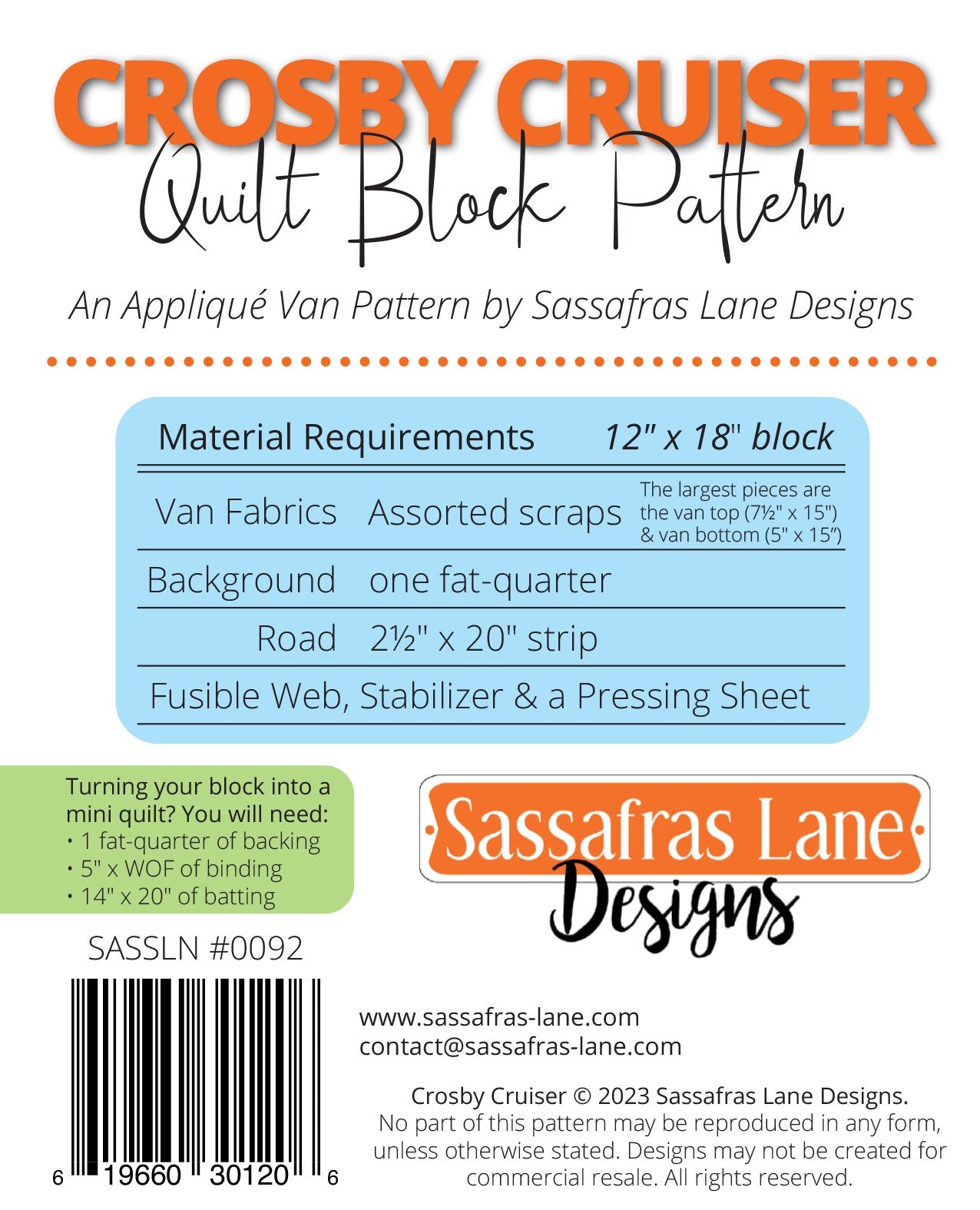 Crosby Cruiser Pattern