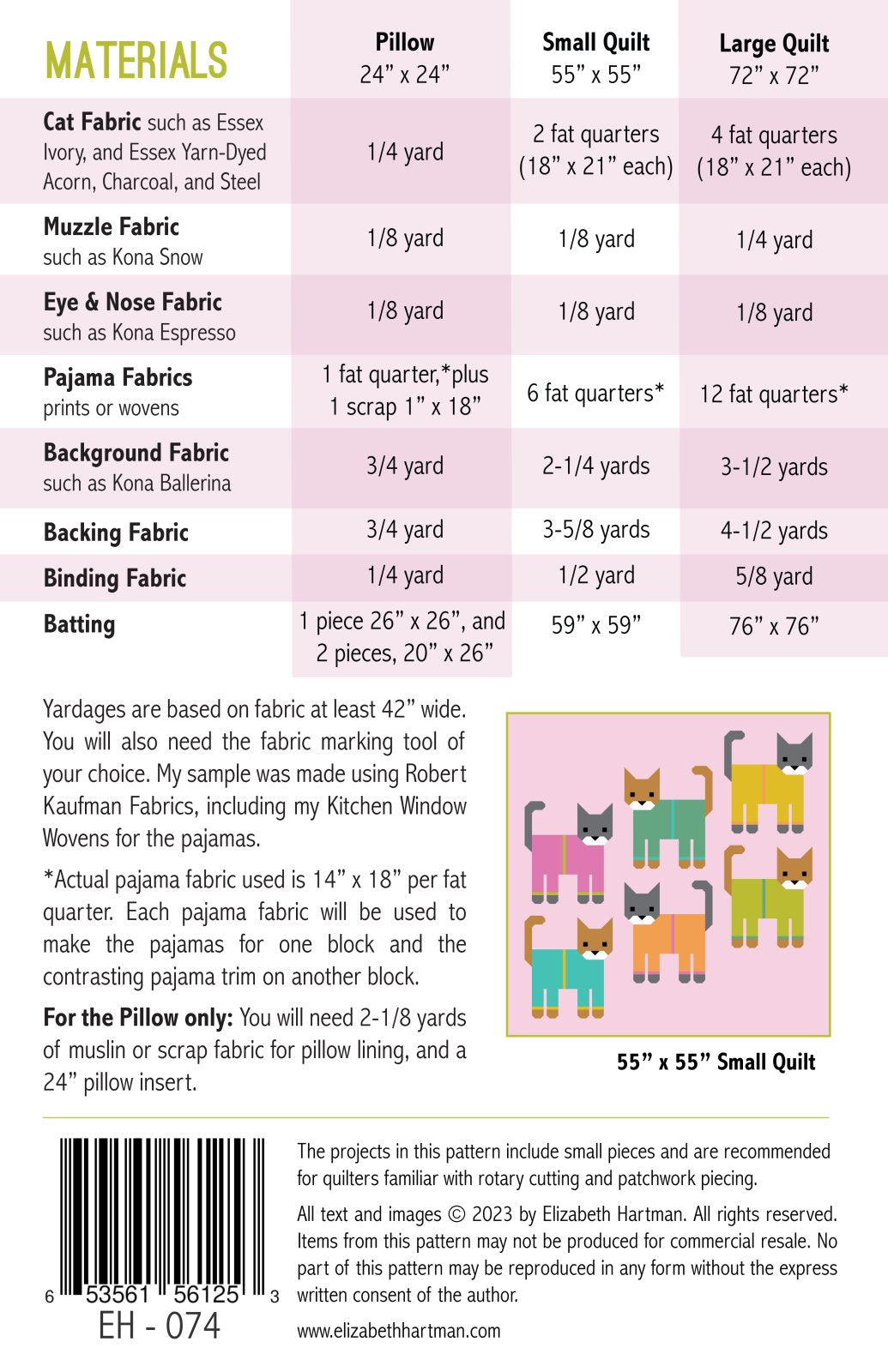 Cats in Pajamas Pattern