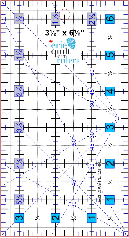 3.5" x 6.5" Non-Slip Quilting Ruler