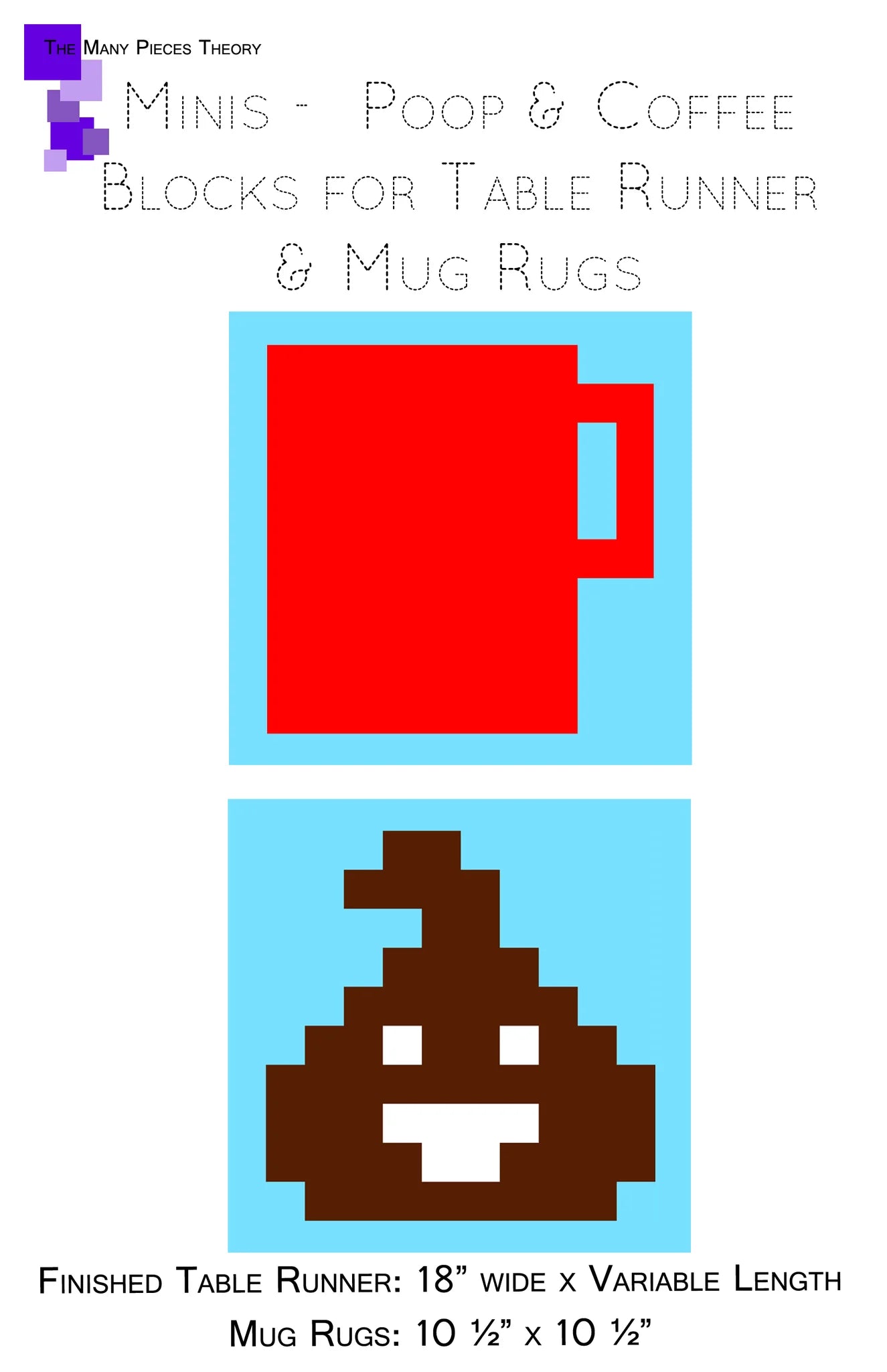 Poop & Coffee Mini's Pattern - Quiltoni