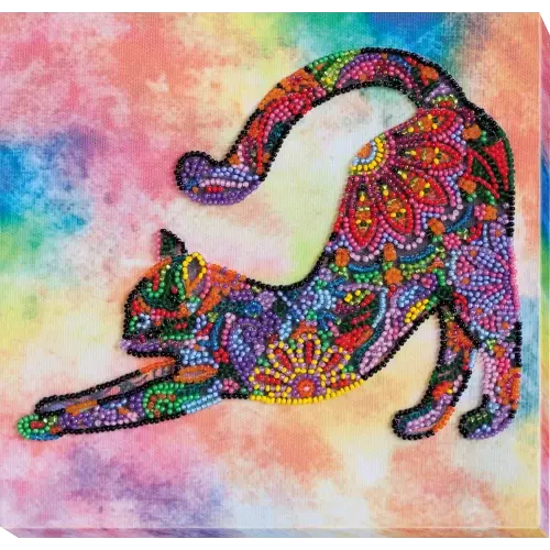 Playful Kitten Beaded Embroidery Kit - Abris Art