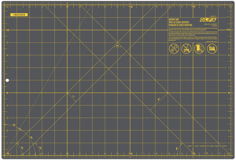 Double Sided Rotary Mat 12x18 - Gray