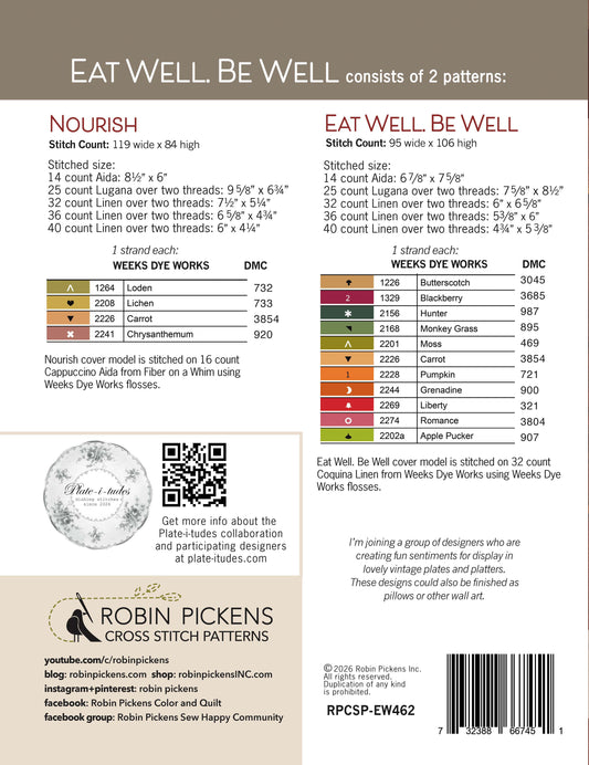 Eat Well, Be Well Cross Stitch Pattern