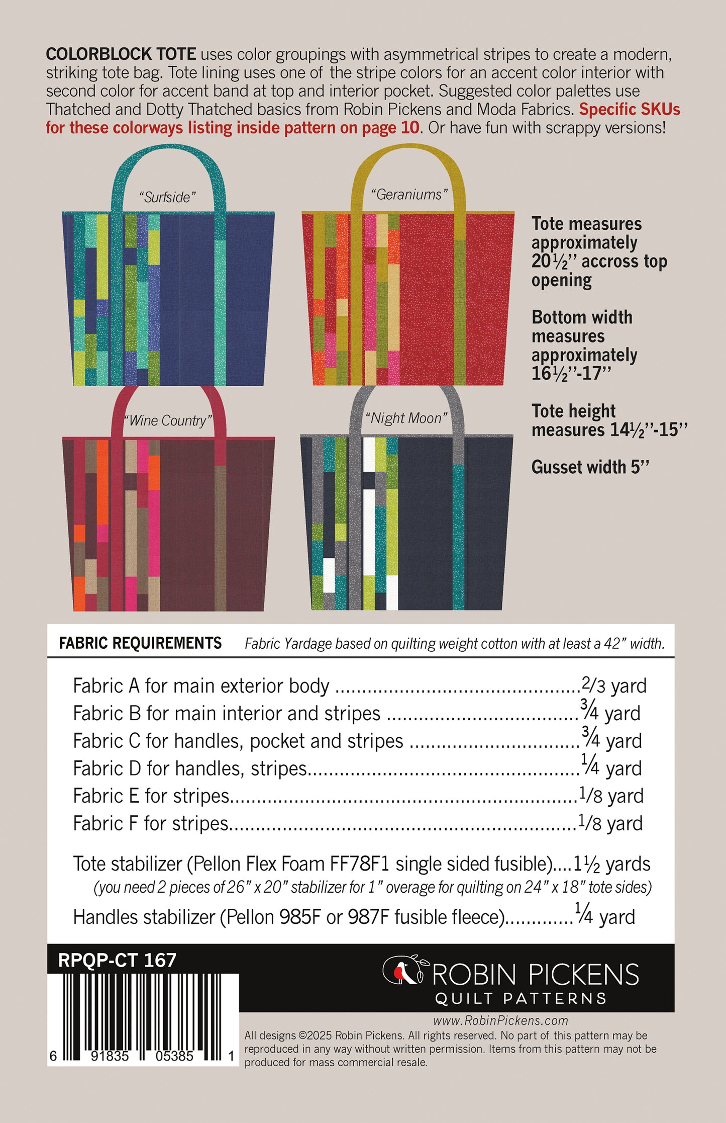 Colorblock Tote pattern