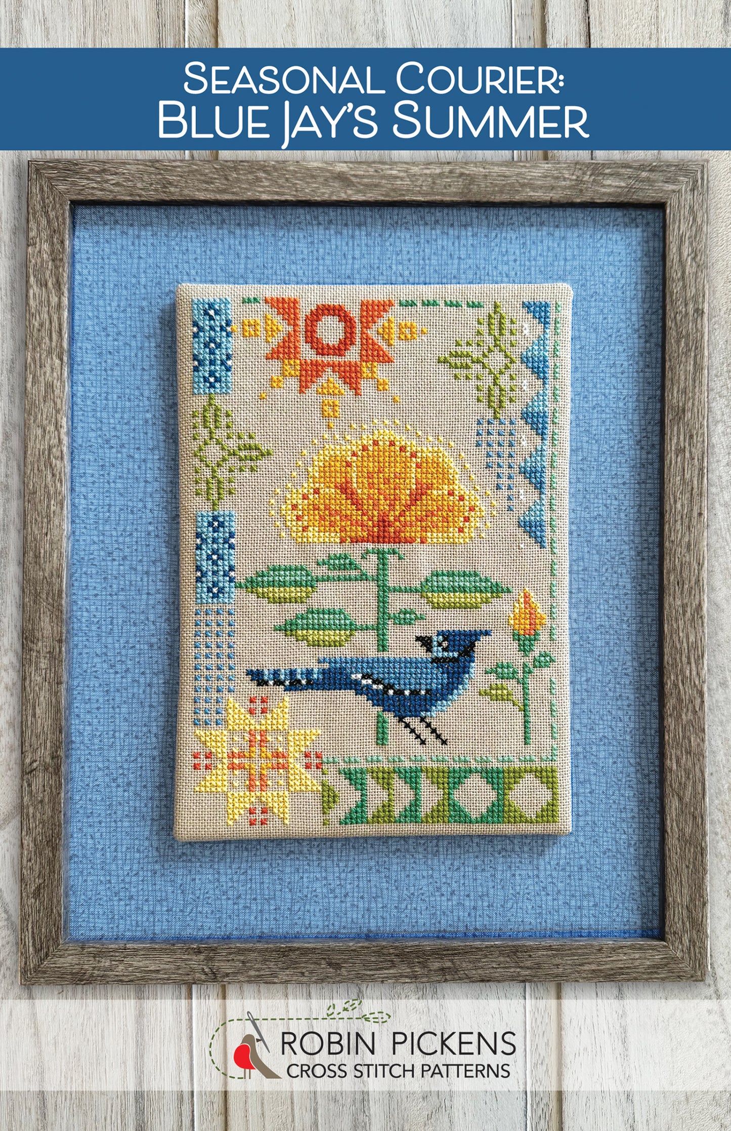 Seasonal Courier: Blue Jay's Summer Cross Stitch Pattern - Robin Pickens