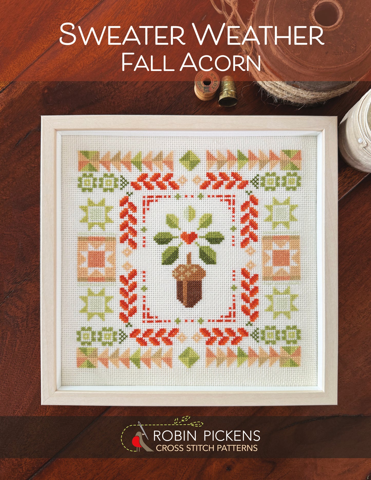 Sweater Weather: Fall Acorn Cross Stitch Pattern - Robin Pickens