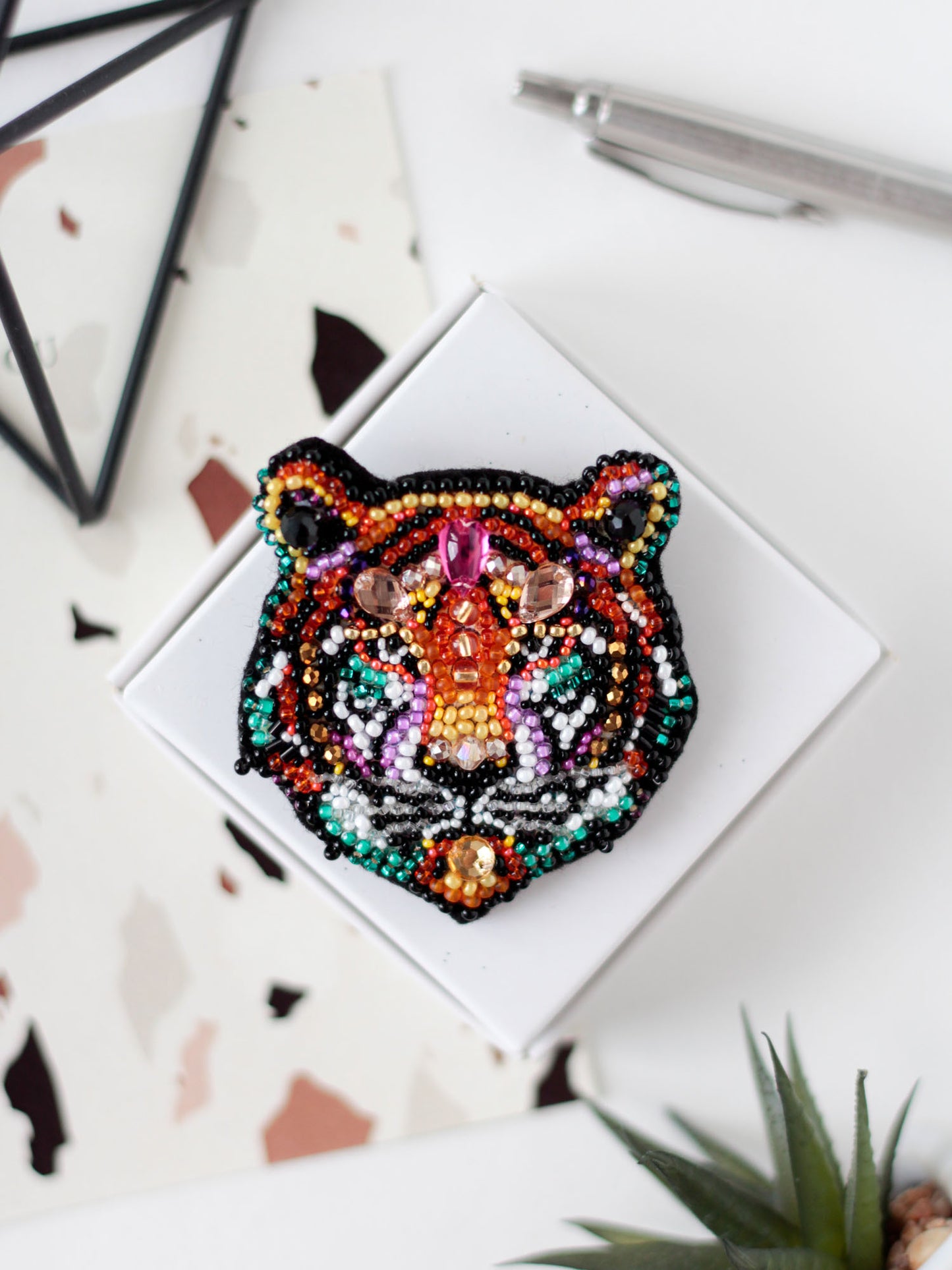 Tiger Beaded Embroidery Kit - Abris Art
