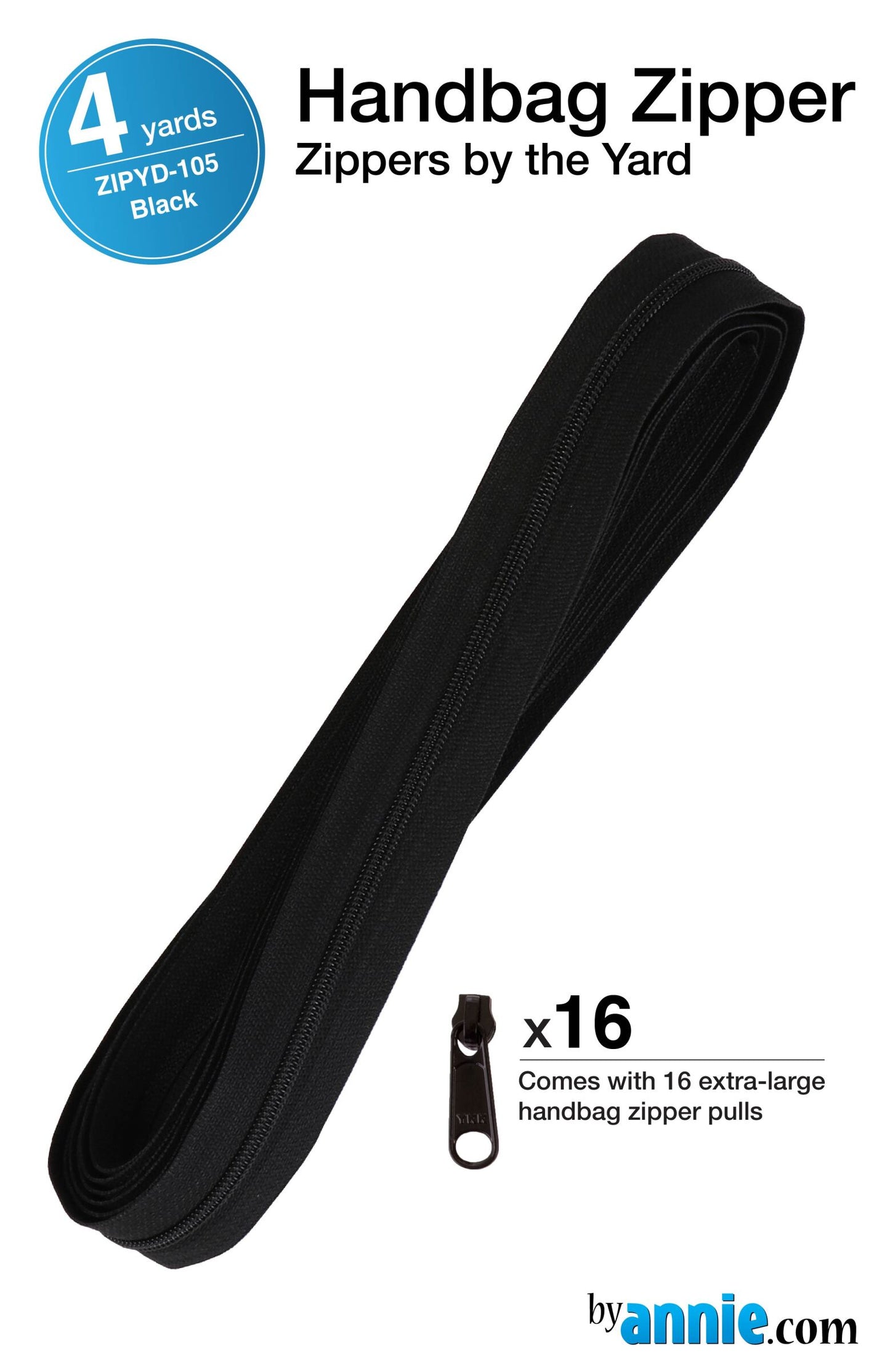 Zippers by the Yard - 4 yds - Black