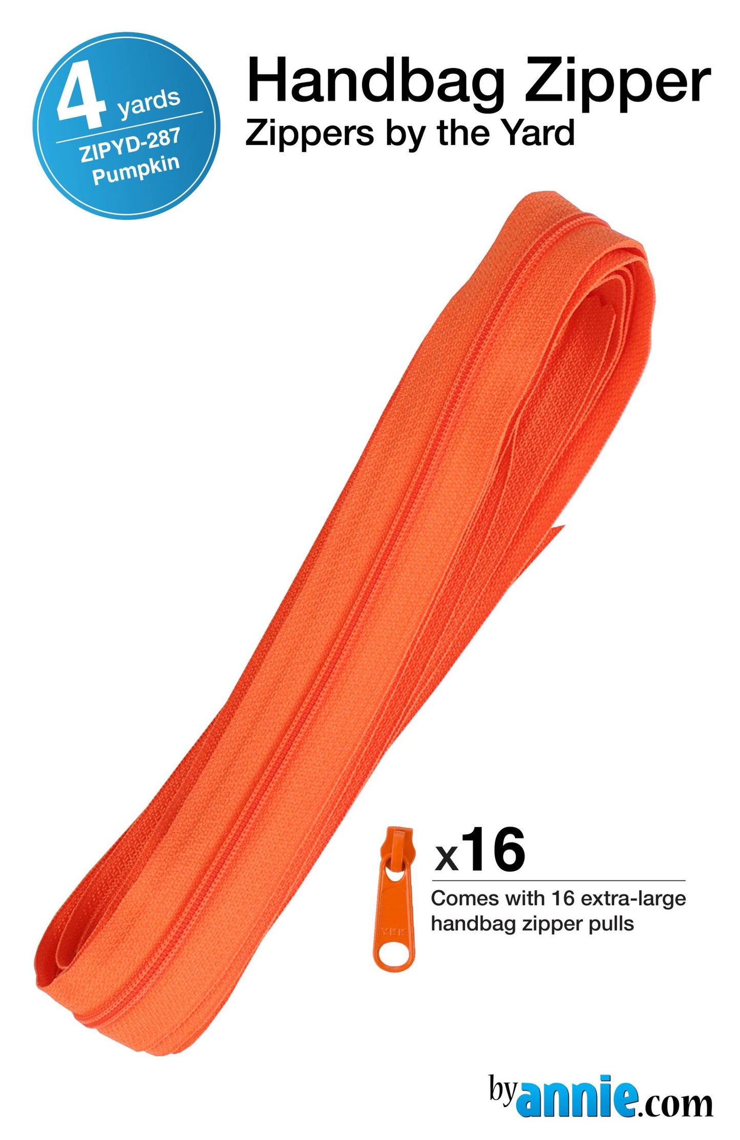 Zippers by the Yard - 4 yds - Pumpkin