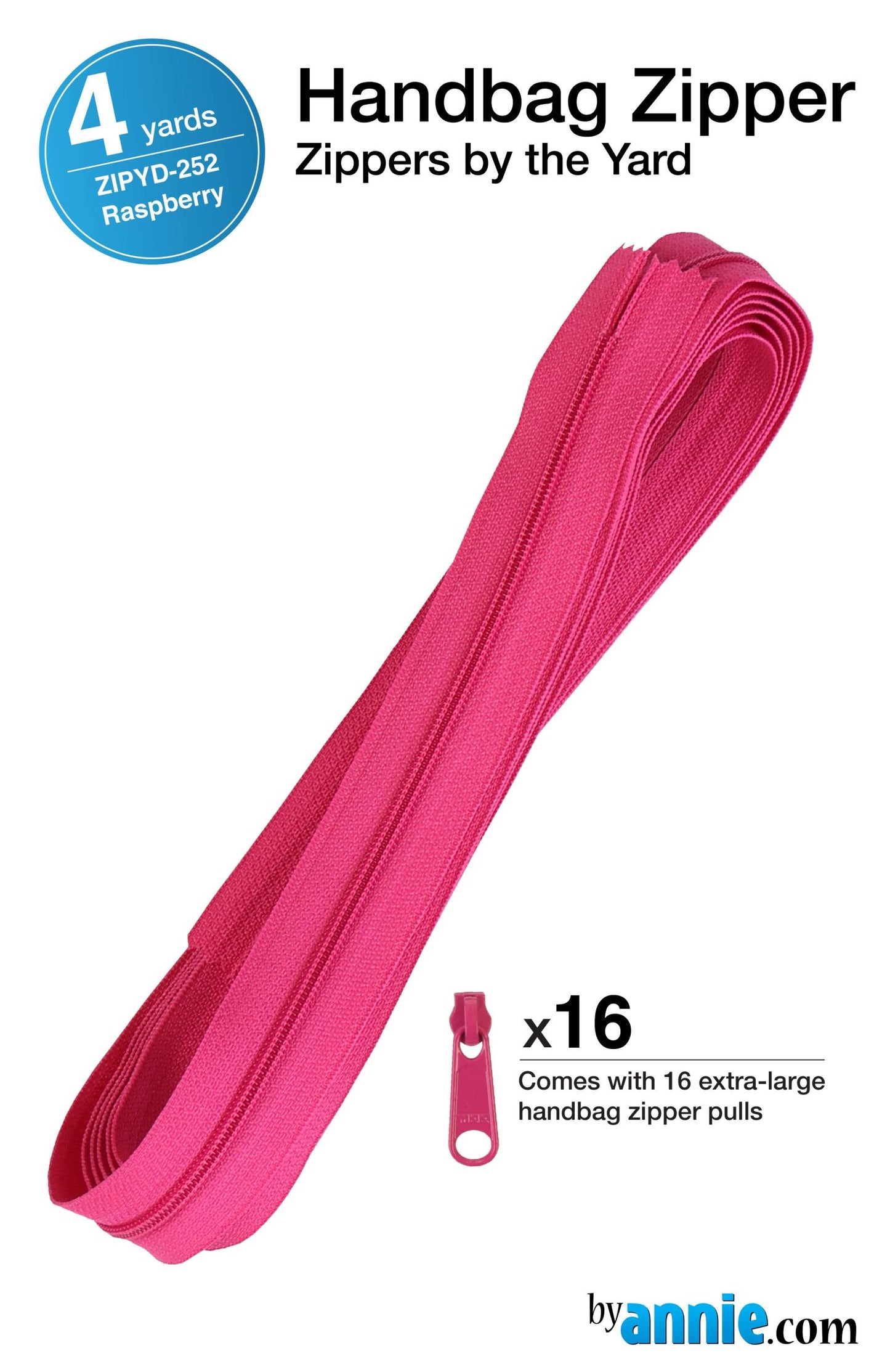 Zippers by the Yard - 4 yds - Raspberry