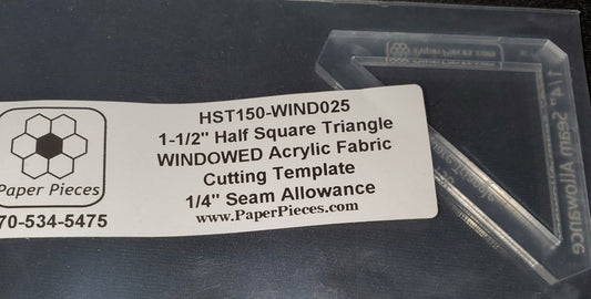 Windowed  1 1/2" HST Acrylic Fabric Cutting Template