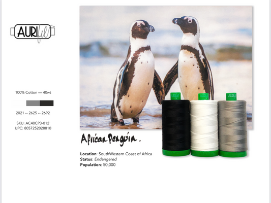 African Penguin - Aurifil Color Builder 40wt