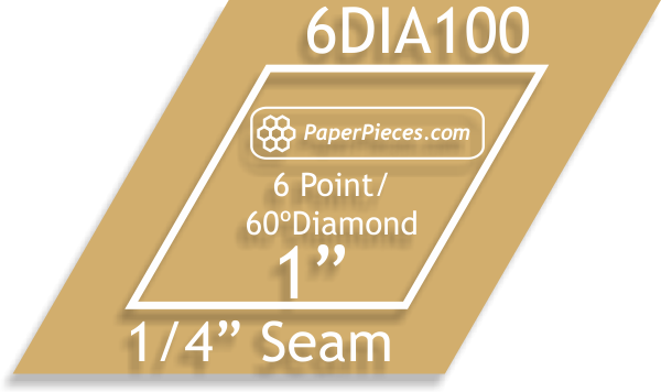 6 Point - 60 Degree Diamond 1" Acrylic Template 1/4" Seam