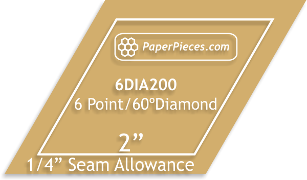 6 Point - 60 Degree Diamond 2" Acrylic Template 1/4" Seam