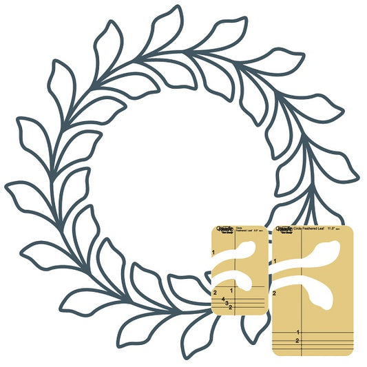 Circle Wreath Feathered Leaf Template Set - Low Shank
