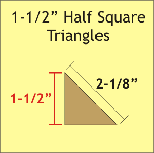 Half Square Triangles 1 1/2" Paper Pieces - Small Pack