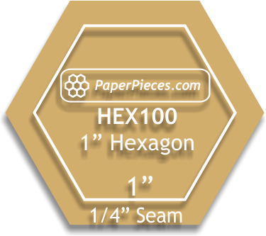 Hexagon 1" Template with 1/4" Seam