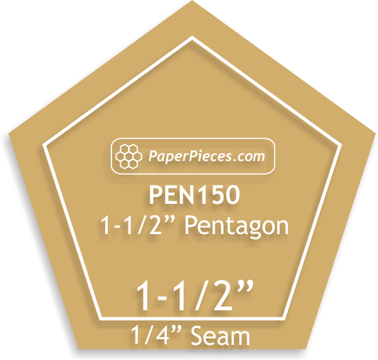 Pentagon 1 1/2" Acrylic Template 1/4" Seam