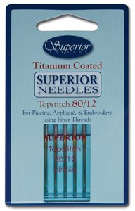Superior Titanium-coated Topstitch Needles #80/12