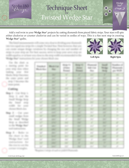 Twisted Wedge Star Technique Sheet - Studio 180 Design