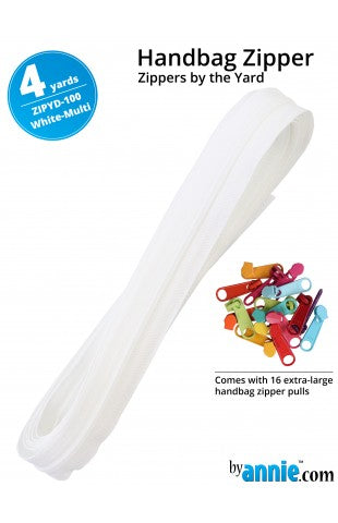 Zippers by the Yard - 4 yds - White Multi Color Pulls