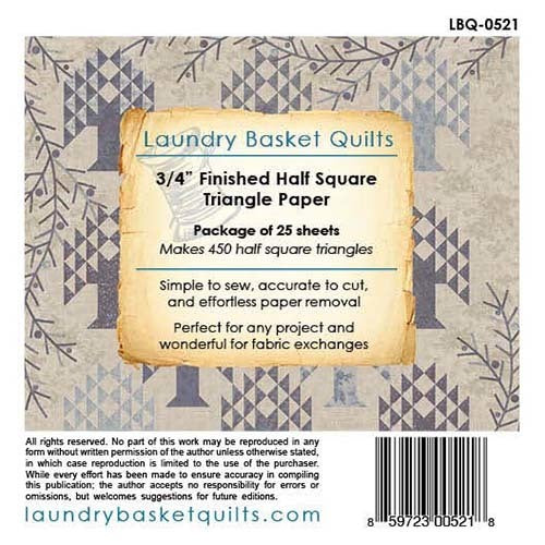 3/4" Finished Half Square Triangle Paper