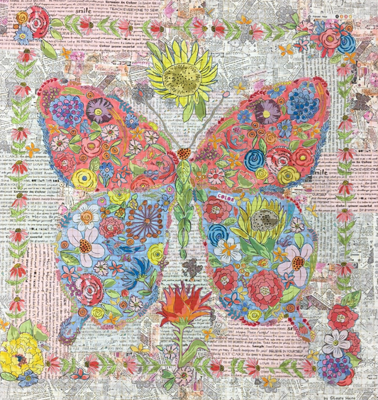 Flowerfly Butterfly Collage Pattern