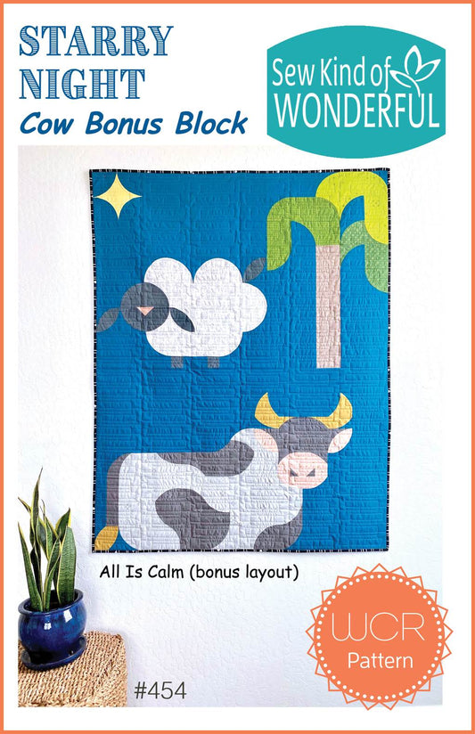 Starry Night Cow Bonus Block Pattern