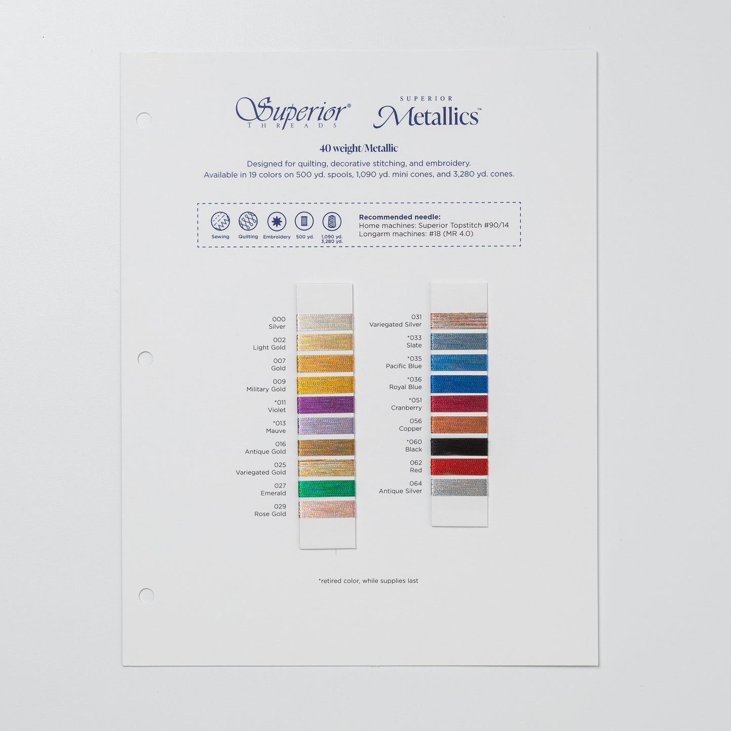 Superior Metallics Thread Card