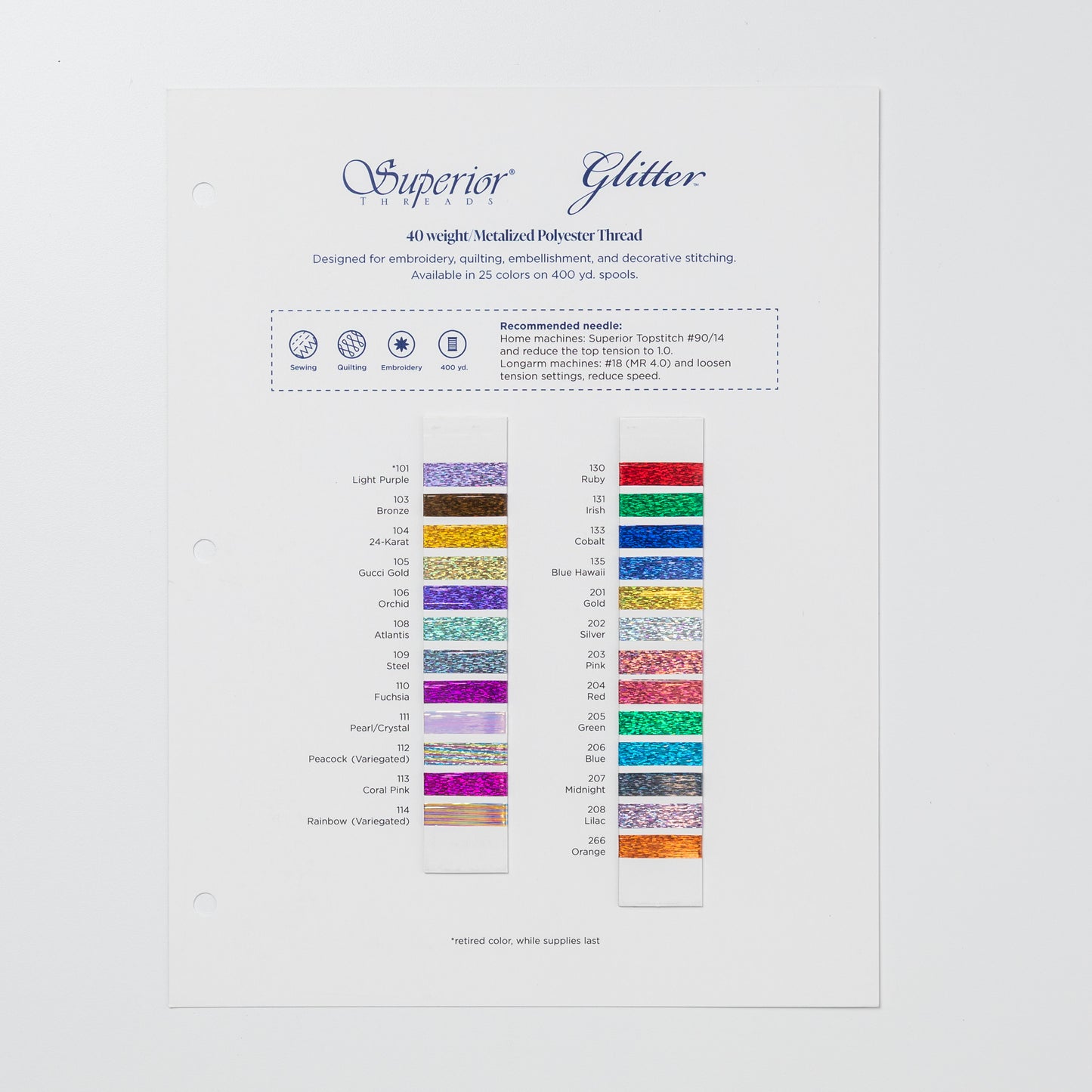Superior Threads Glitter Thread Card