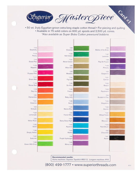 MASTERPIECE Color Card #1