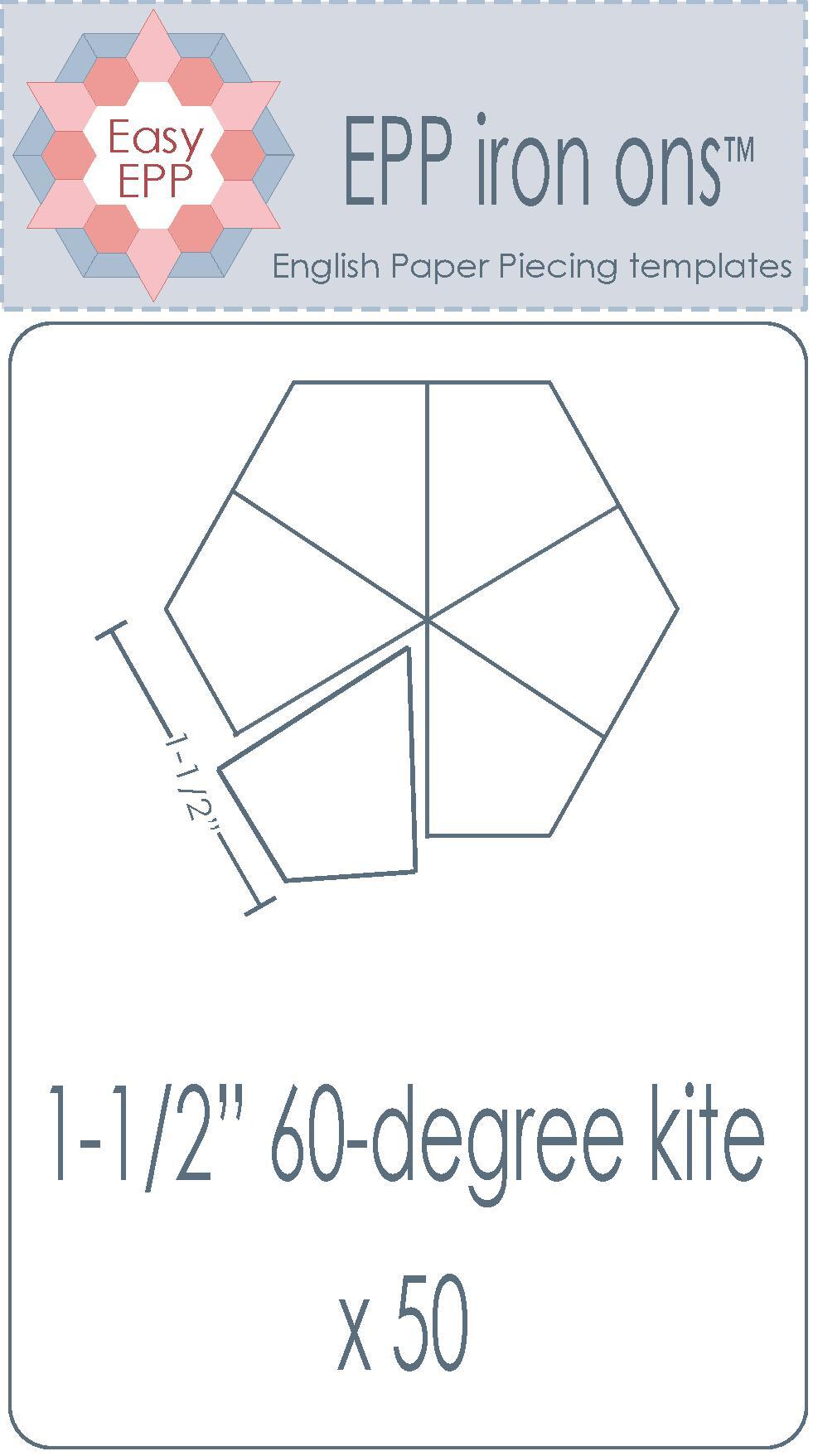1-1/2" 60-degree Kite x 50 EPP Iron-ons - Hugs 'n Kisses
