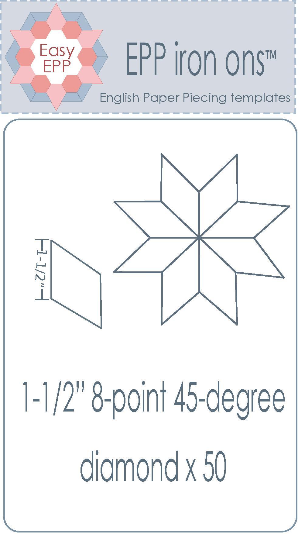 1-1/2" 8-point 45-degree Diamond x 100 EPP Iron-ons - Hugs 'n Kisses