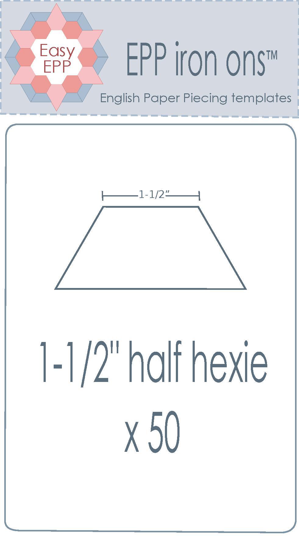 1-1/2" Half Hexagon x 50 EPP Iron-ons - Hugs 'n Kisses