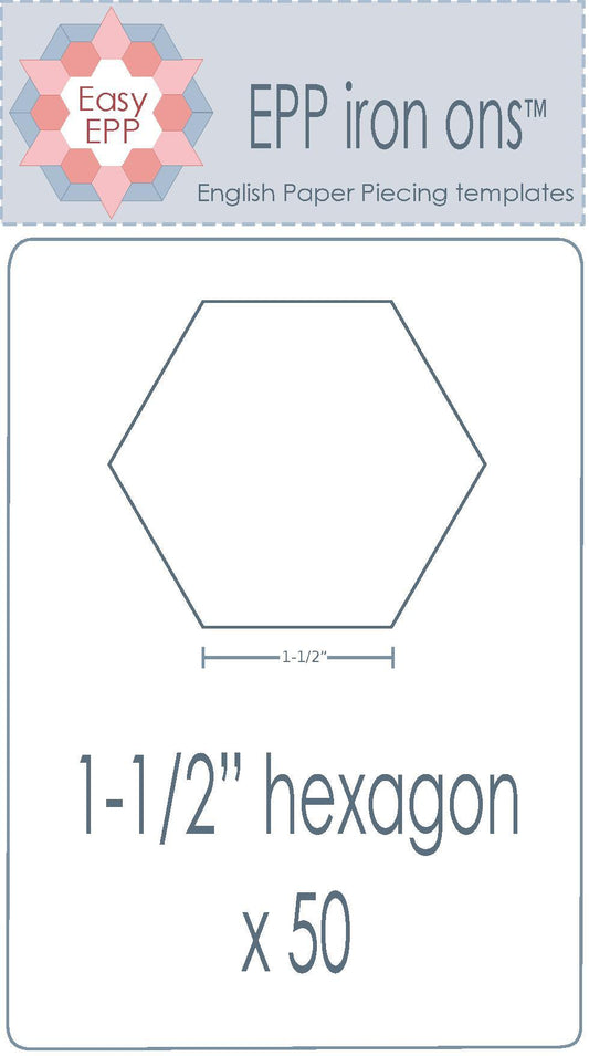 1-1/2" Hexagon x 50 EPP Iron-ons - Hugs 'n Kisses