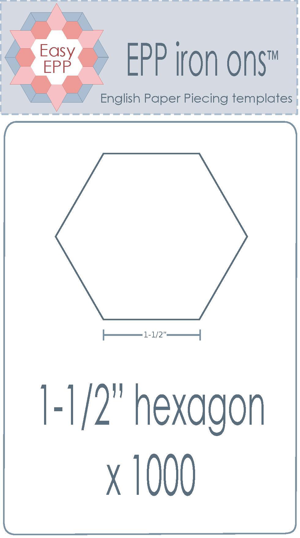 1-1/2" Hexagons x 1000 EPP Iron-ons - Hugs 'n Kisses
