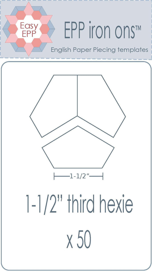 1-1/2" Third Hexagon x 50 EPP Iron-ons - Hugs 'n Kisses