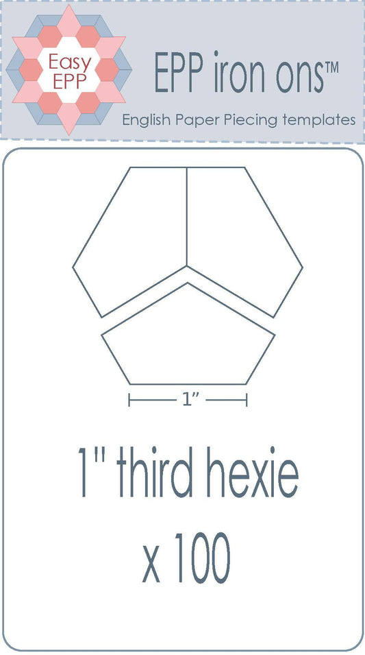 1" Third Hexagon x 100 EPP Iron-ons - Hugs 'n Kisses