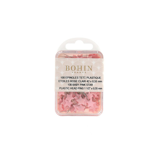 Plastic Head Pins - Pink Stars