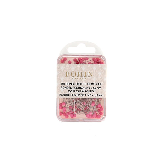 Plastic Head Pins - Fuchsia Round Head