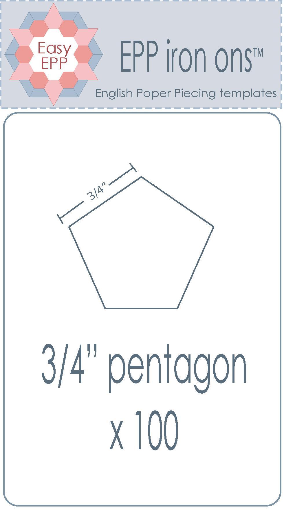 3/4" Pentagon x 100 EPP Iron-ons - Hugs 'n Kisses